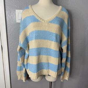 Edikted Women's Tracie Striped Oversized Sweater, Blue/Cream, M